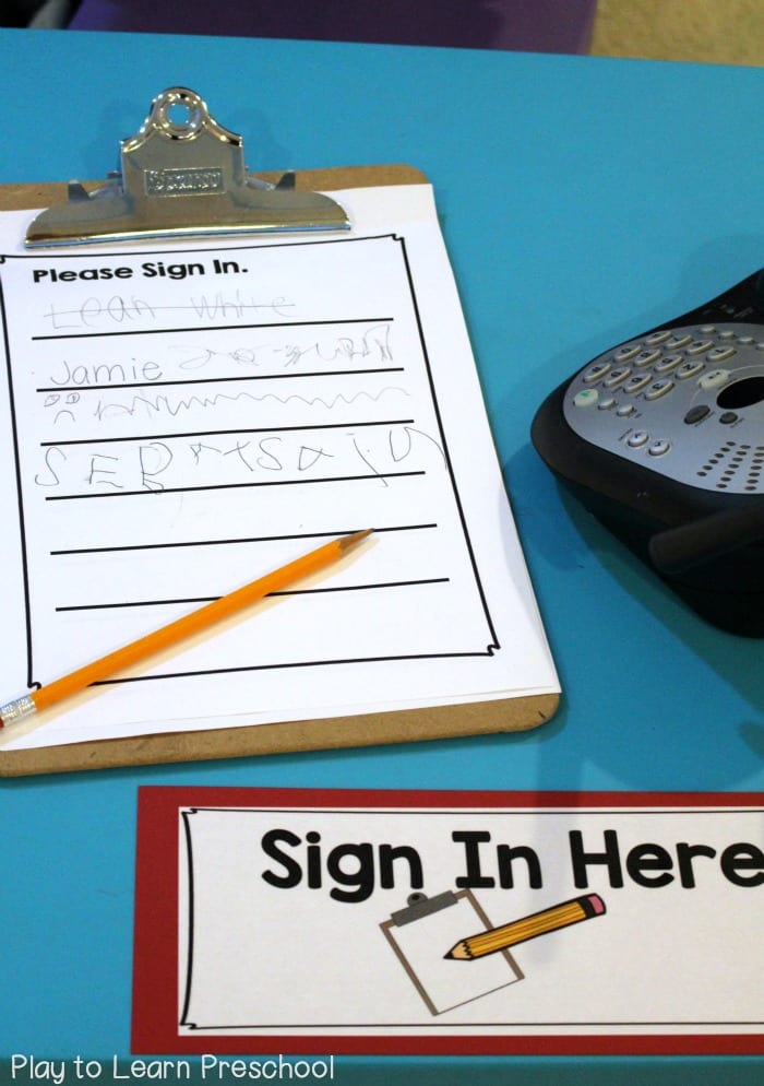 Sign In Sheet Hospital Dramatic Play