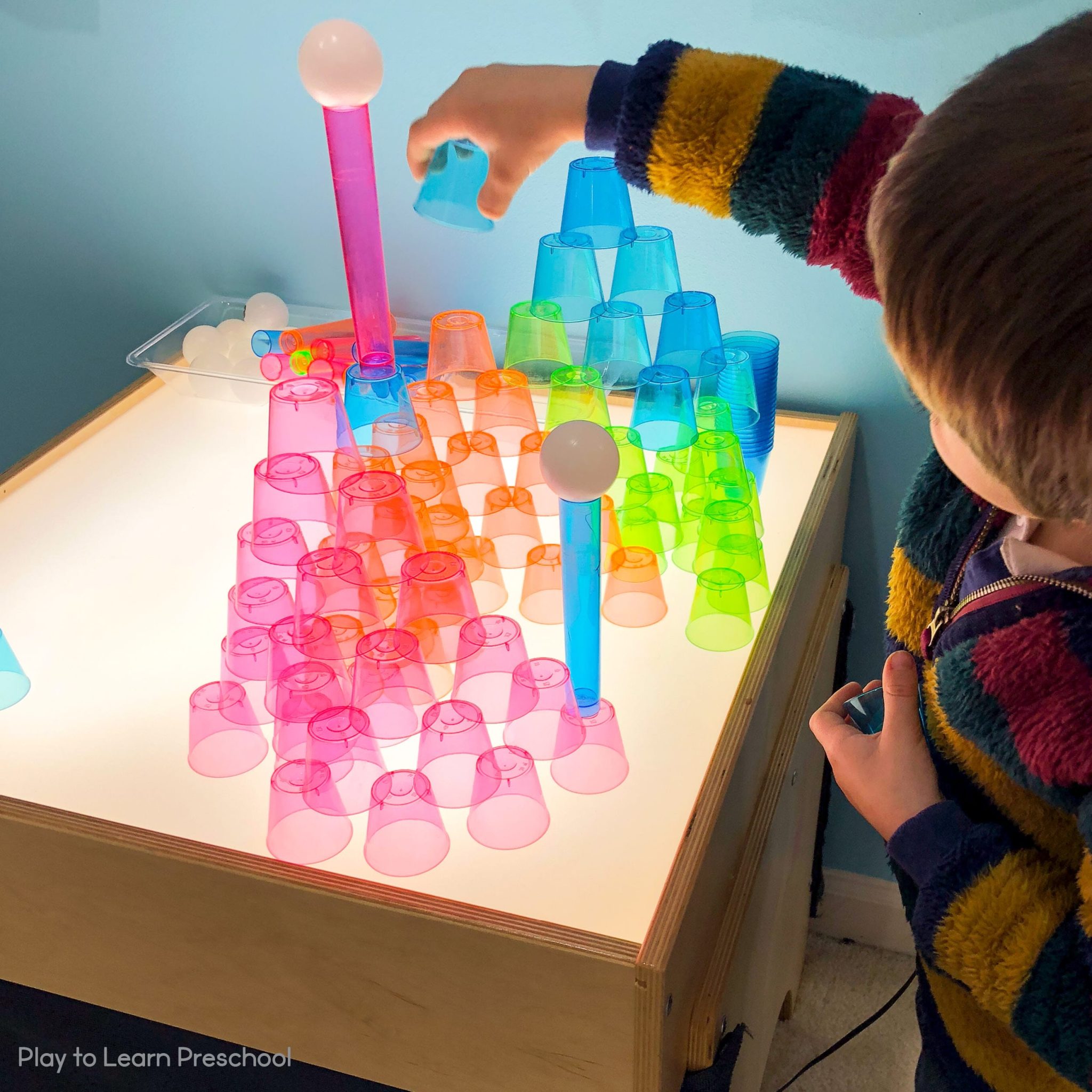 STEM Light Table Building Challenge for Preschoolers