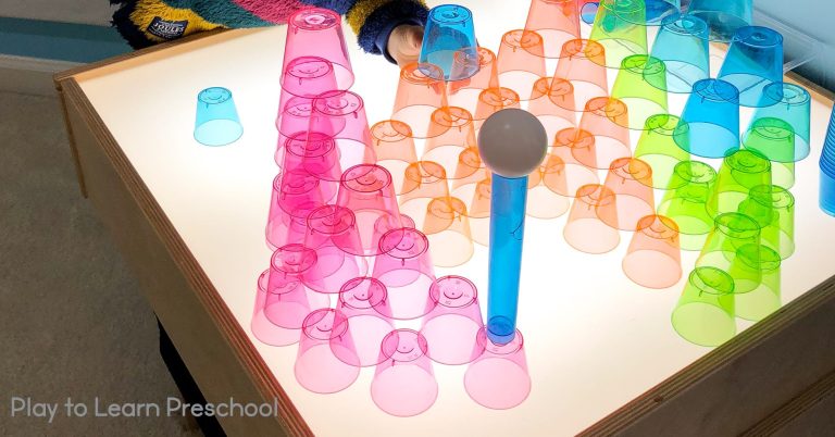 STEM Light Table Building Challenge for Preschoolers