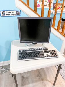 Preschool library dramatic play center - computer to look up books