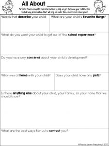 Getting to know your child Questionnaire