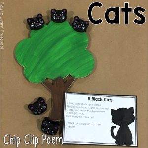 5 Black Cats printable chip clip poem