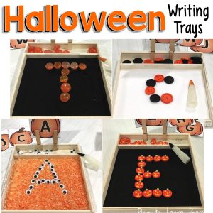 Halloween Writing Trays - Sensory Alphabet Practice for October