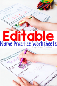 Editable Names Worksheet name practice fine motor practice
