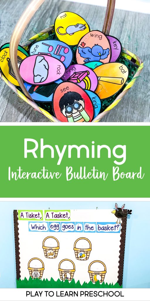 Rhyming Practice Interactive Bulletin Board for Preschoolers - Play to ...