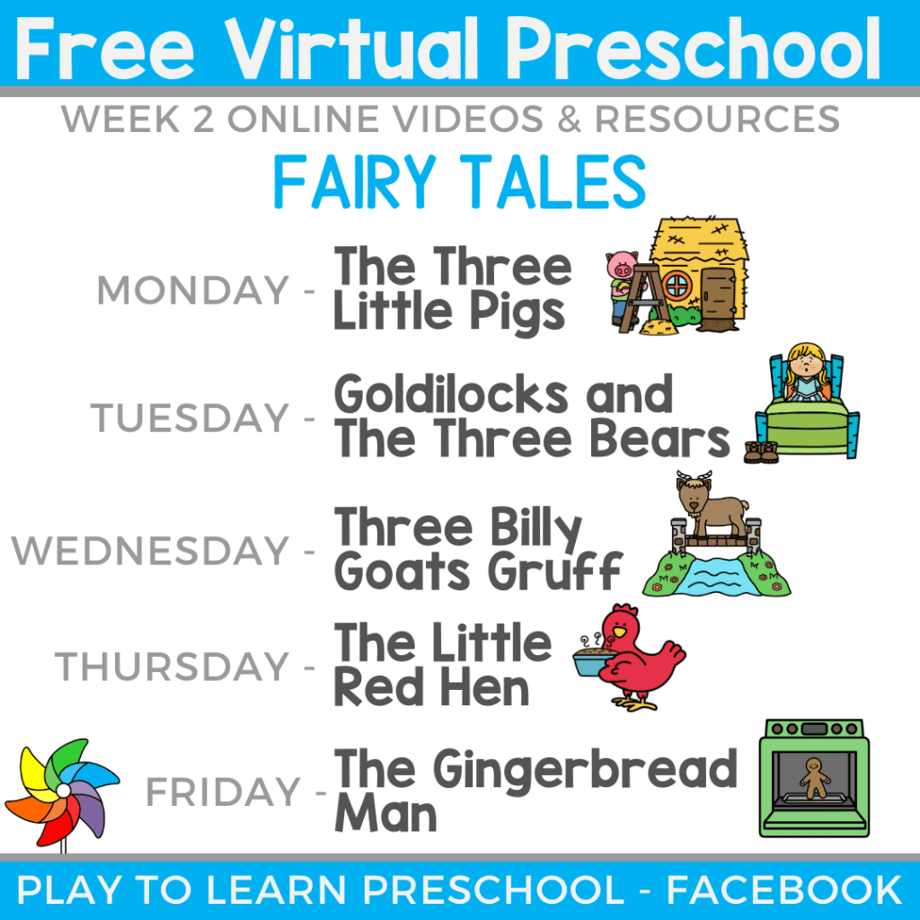 Virtual Preschool Circle Time Online Fairy Tales - Play to Learn Preschool