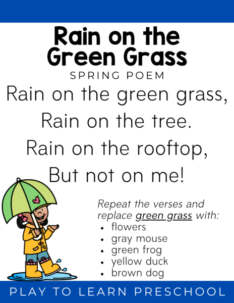 Rain on the Green Grass: Spring Poem for Preschoolers