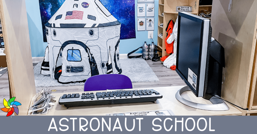 A picture of the astronaut school dramatic play