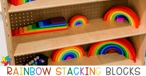 Rainbow stacking blocks in the block center