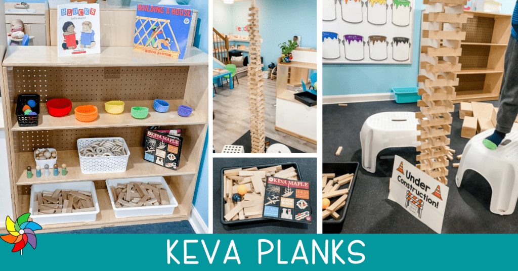 Keva planks in the block center