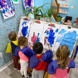 preschool classroom easel art center