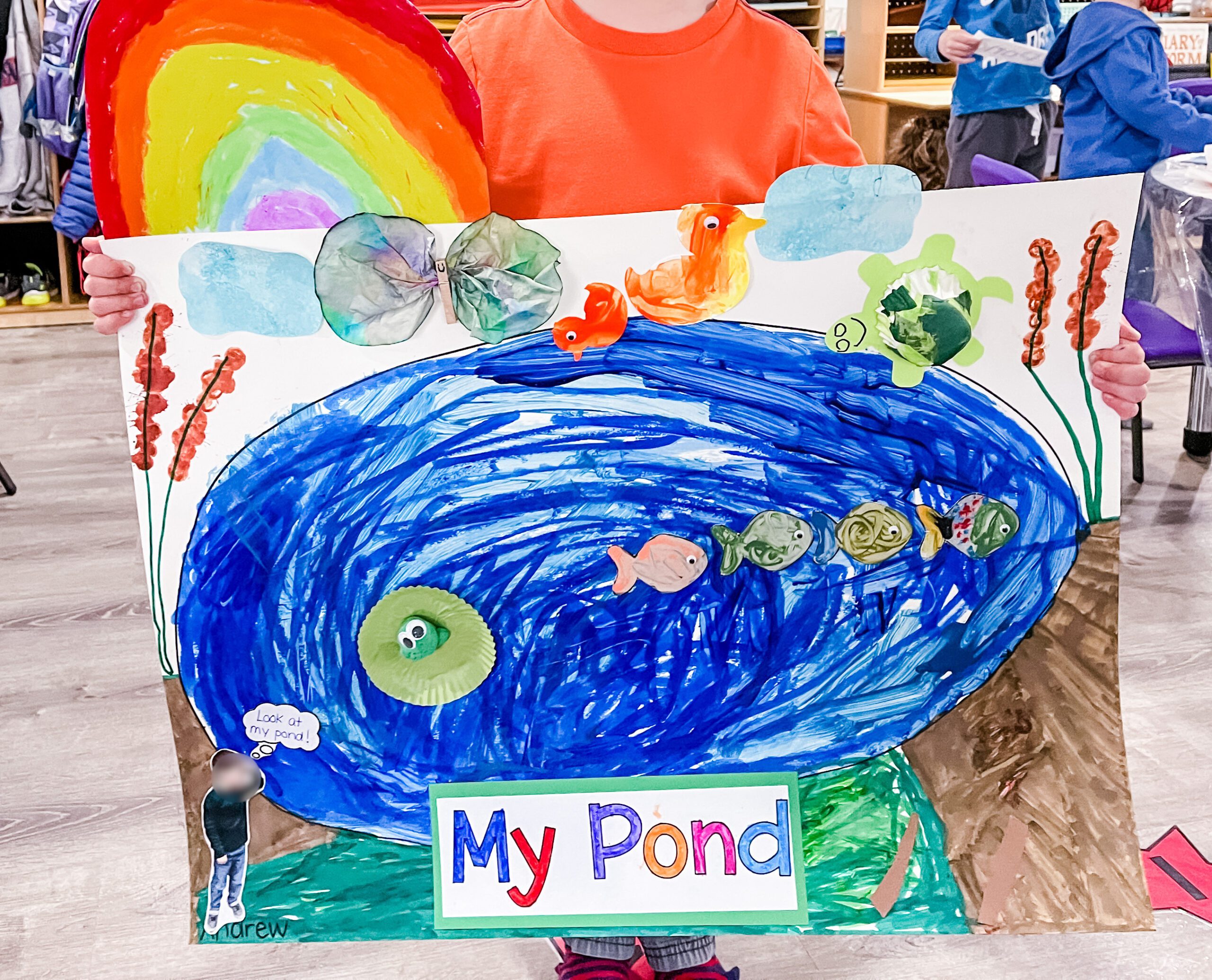 preschool pond mural