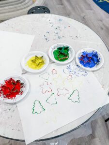 Stamped Wrapping Paper for Preschool Presents