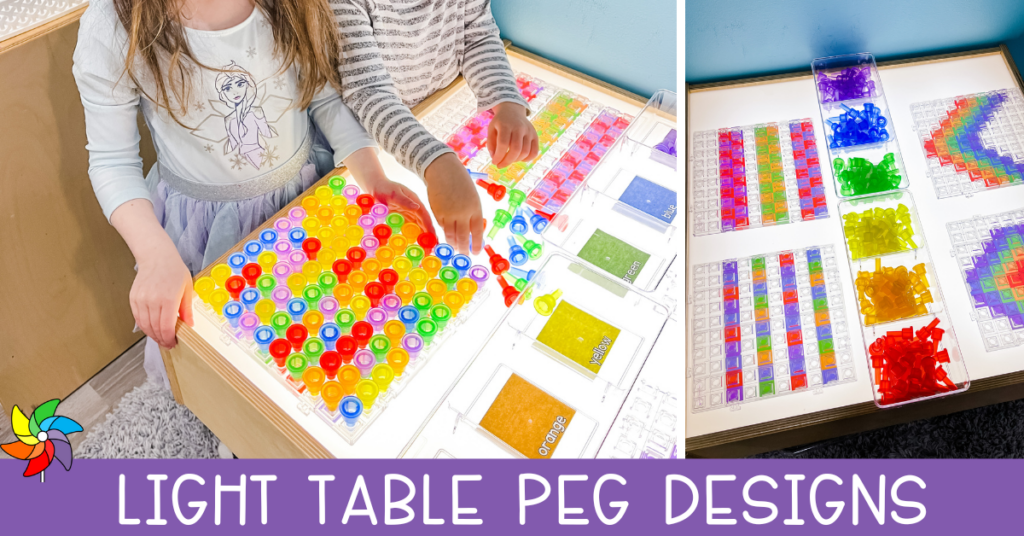 Light Table Peg Designs for Preschoolers