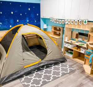 Camping site DP tent with starry night backdrop