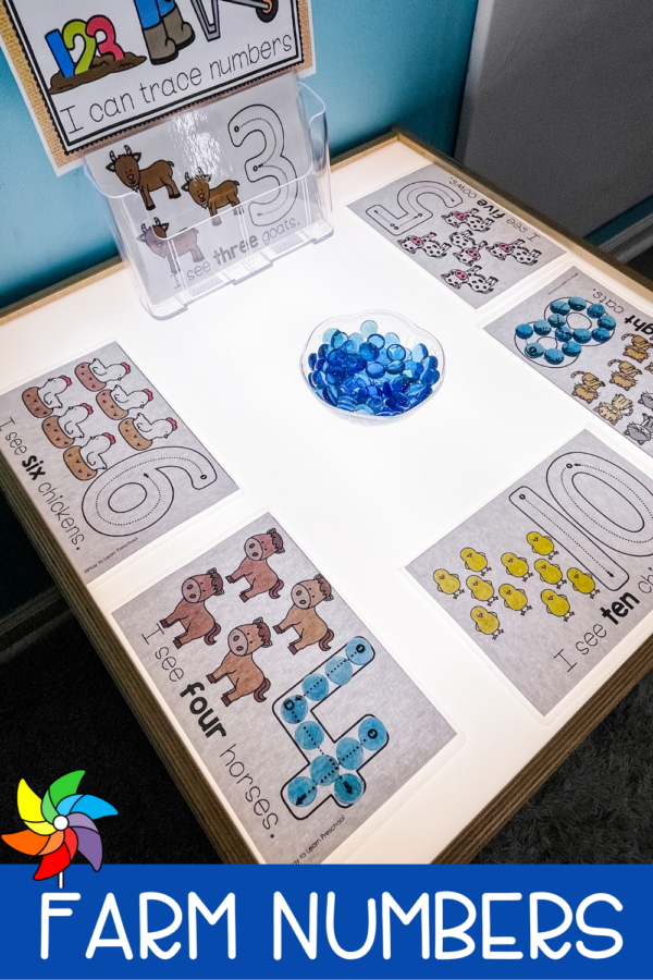 farm numbers light table PIN - Play to Learn Preschool