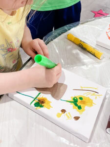 Preschool sunflowers mixed media process art van gogh