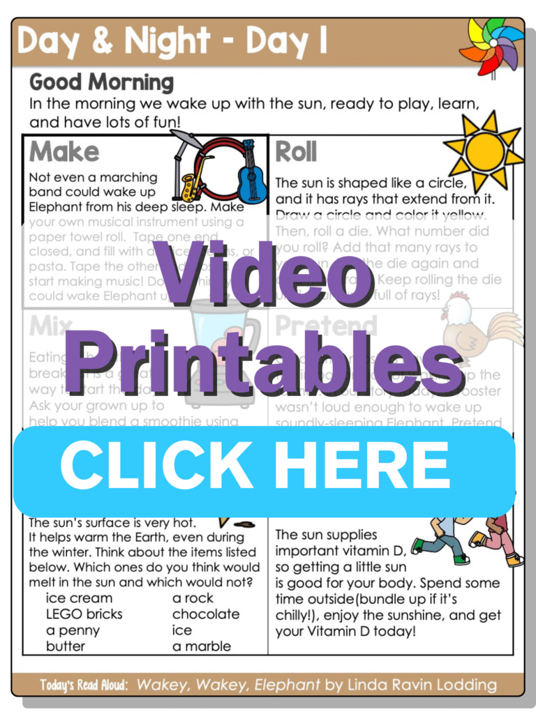 day and night printables day 1