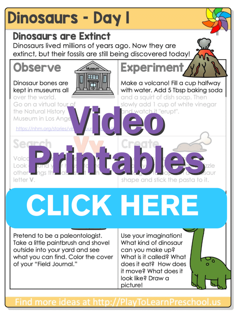 preschool dinosaur theme printables