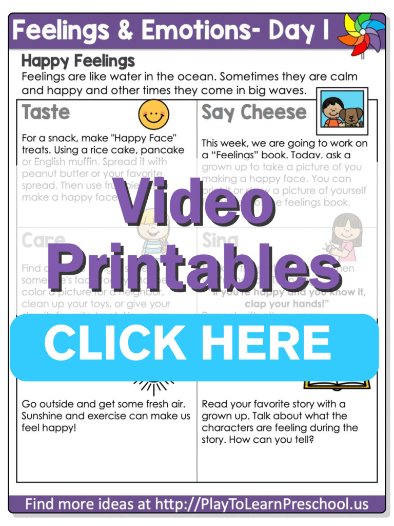 emotions preschool printables day 1