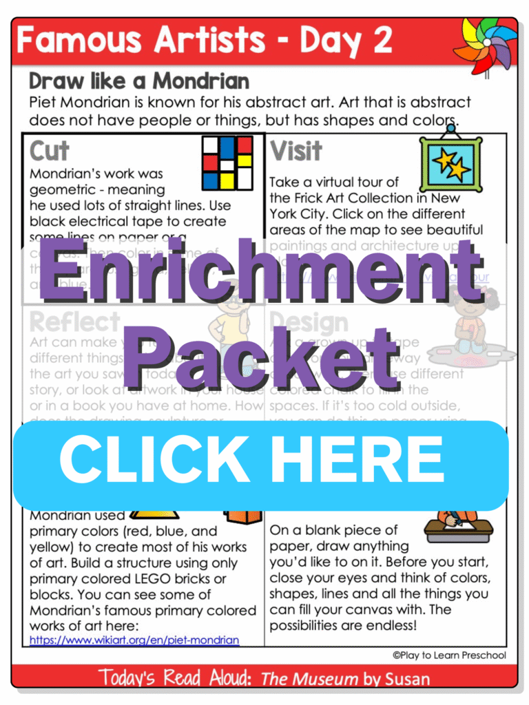 preschool famous artists circle time printables support page 2