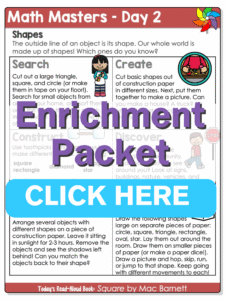 preschool math masters day 2 printables enrichment packet play pack