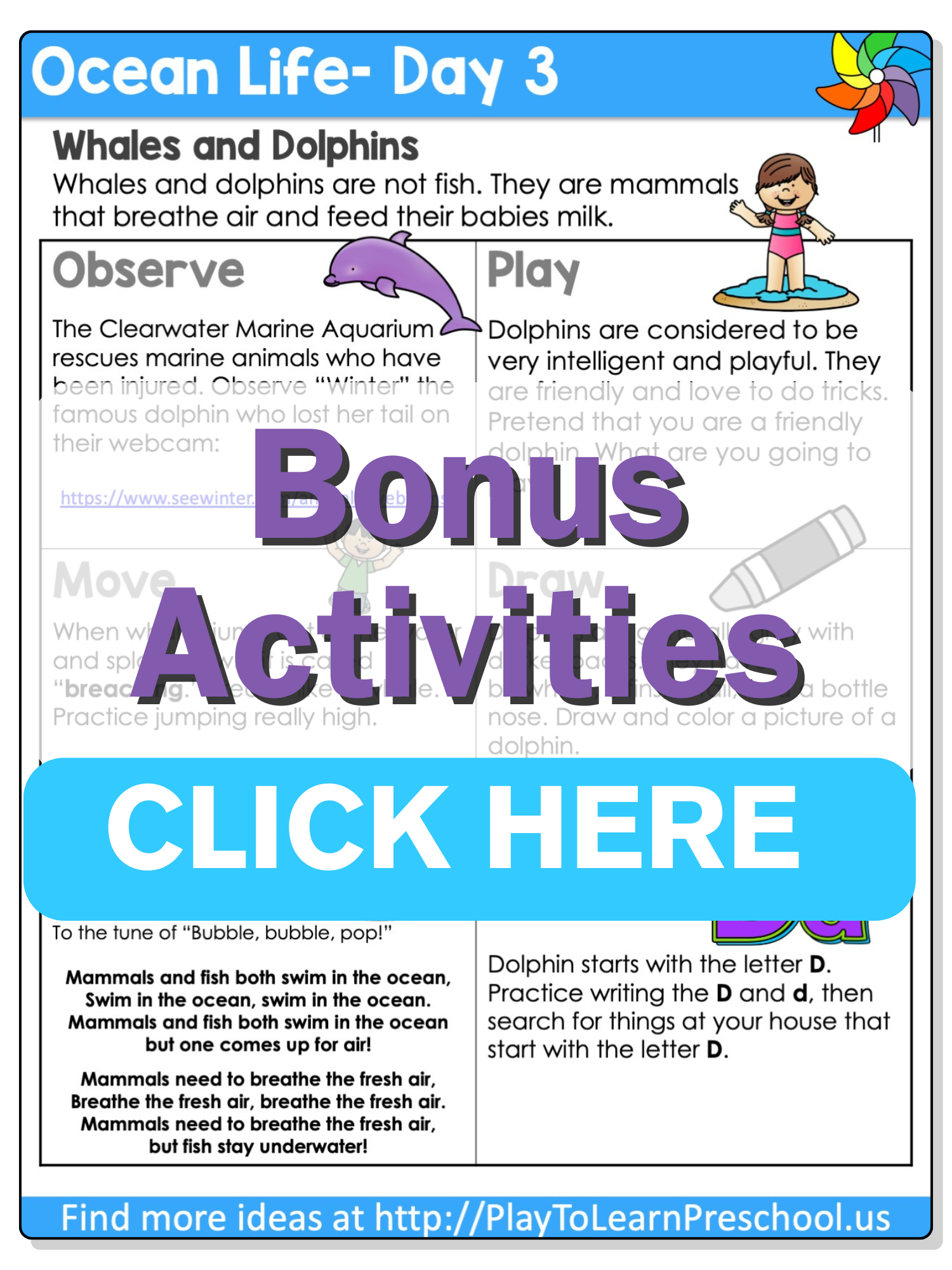 Preschool Ocean Life Activities Enrichment Play Pack 3 Play To 