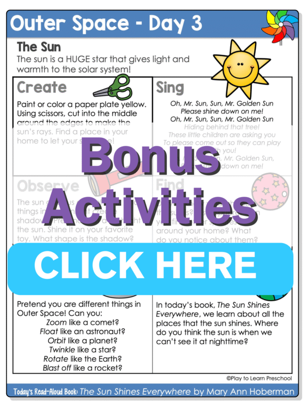 Preschool Outer Space Lesson Enrichment Ideas (3) - Play to Learn Preschool