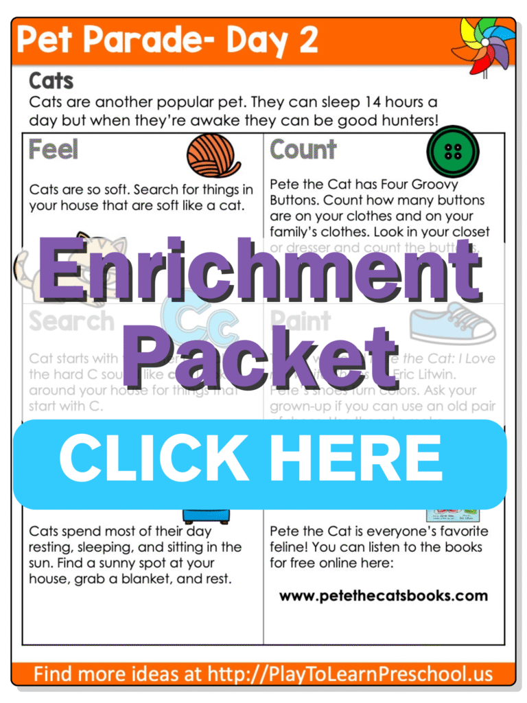 pets preschool theme printables circle time day 2