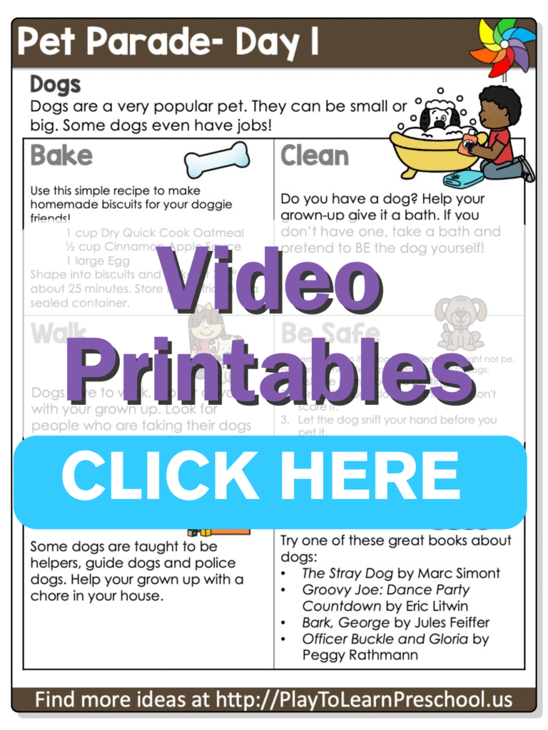 pets preschool theme printables circle time day 1