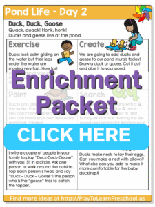 preschool pond theme enrichment printables day 2