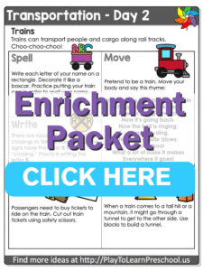 preschool transportation lessons day 2 printables