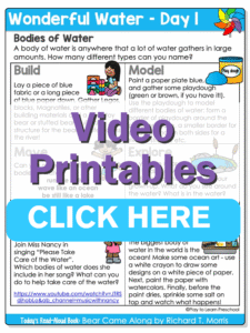 Preschool water theme printables day 1