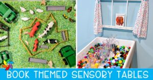 Book themed sensory table horizontal image