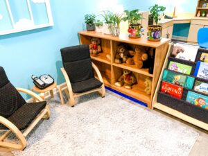 Preschool living room set up for easy dramatic play