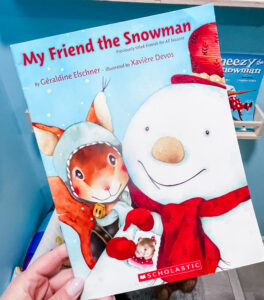 My Friend the Snowman by Géraldine Elschner shown as a winter book for preschool
