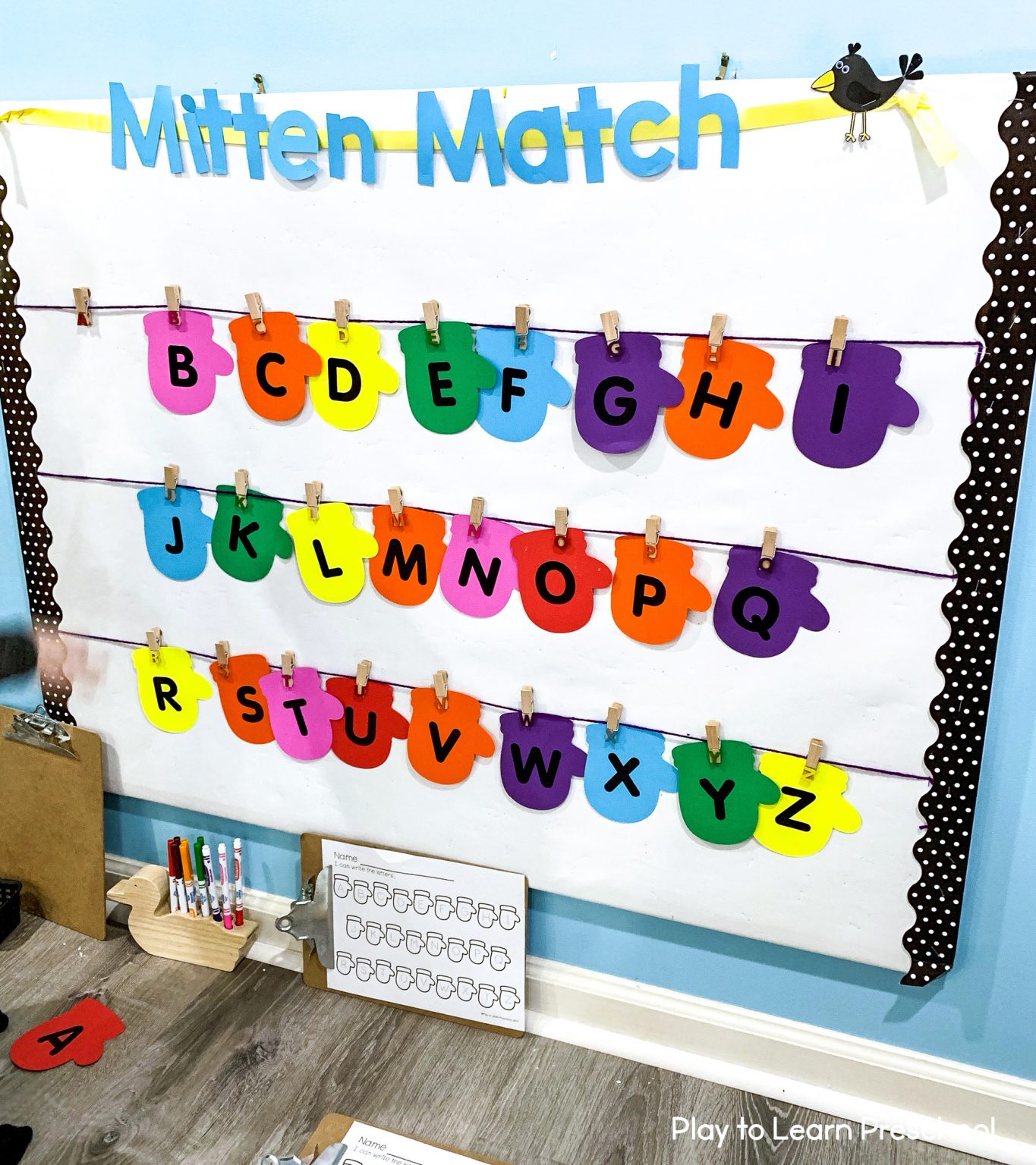 Mitten Match Interactive Bulletin Board - Play to Learn Preschool
