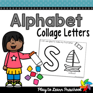 Preschool alphabet practice with collage letters