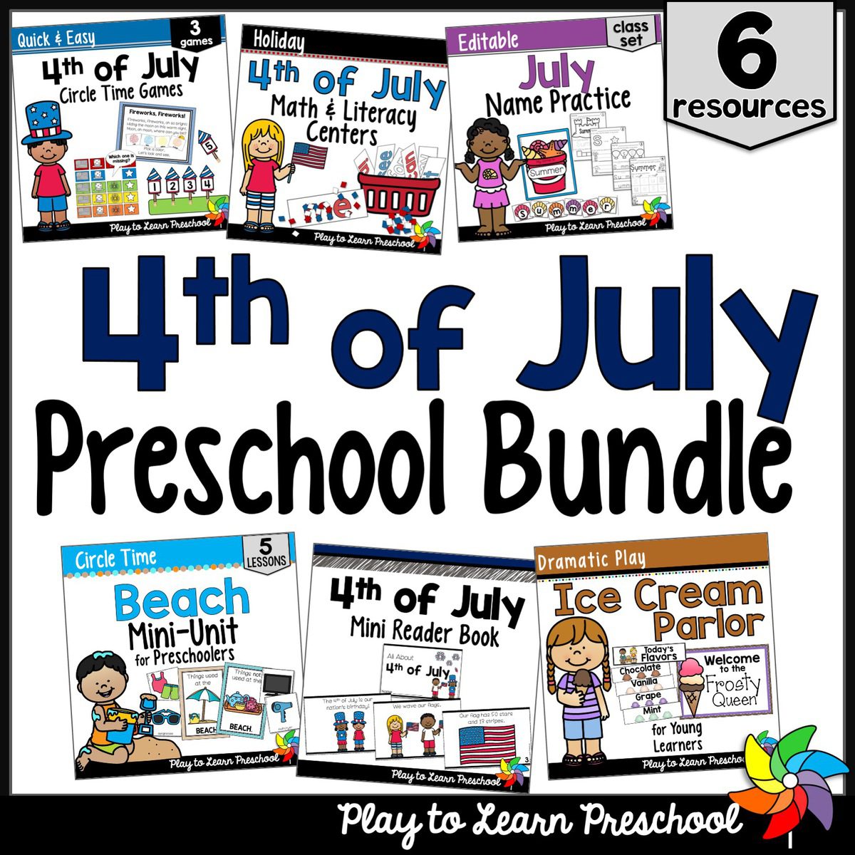 Cover for preschool lessons and activities for the 4th of July