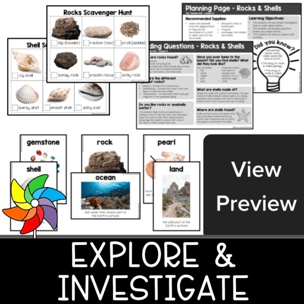 Rocks & Shells Preschool Science Center - Play to Learn Preschool