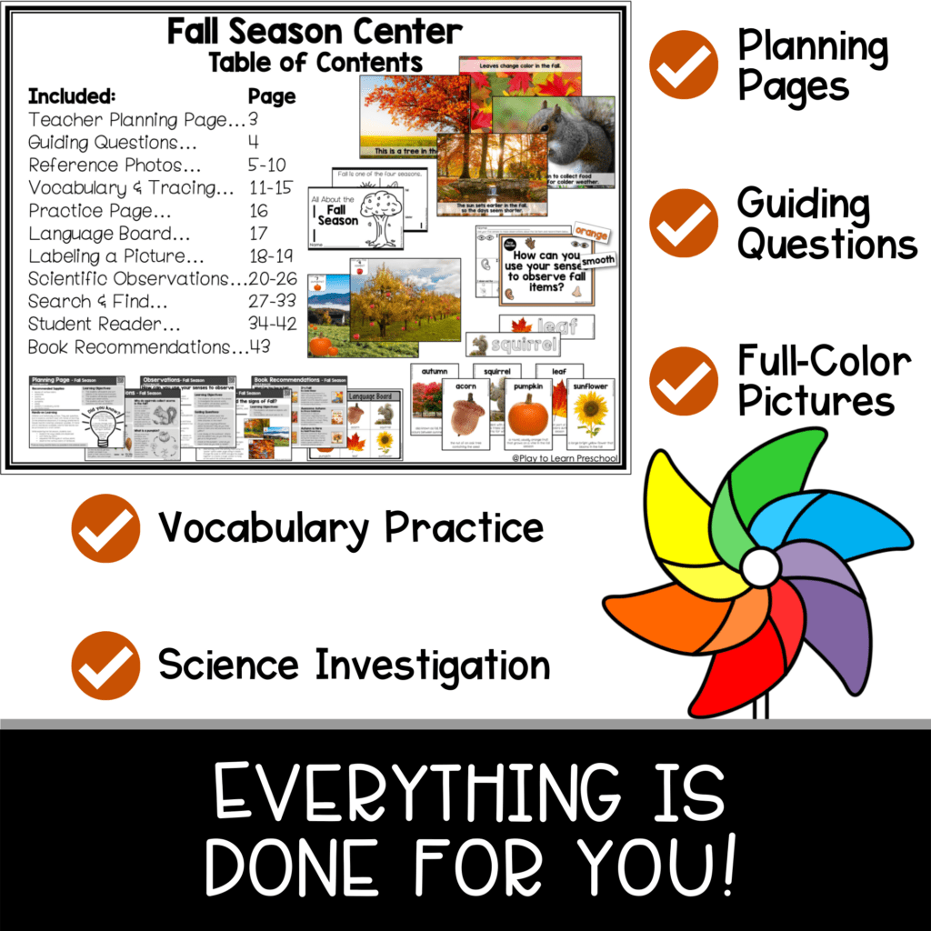 Seasons: Fall Science Center - Play to Learn Preschool