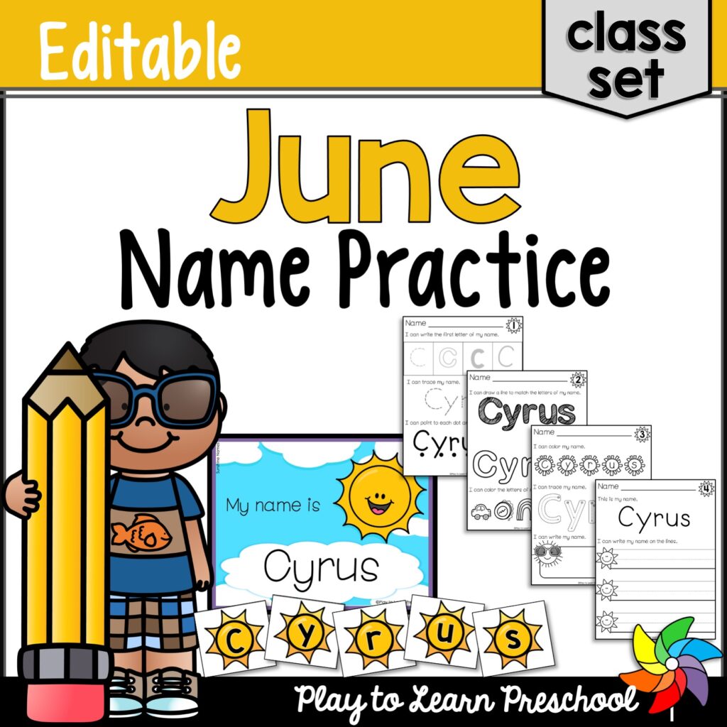 June Name Activities for Preschoolers - Play to Learn Preschool