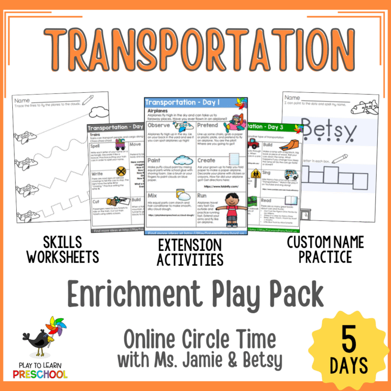 Preschool Learning Lessons Preschool Transportation Lessons for Circle Time - Play to Learn Preschool