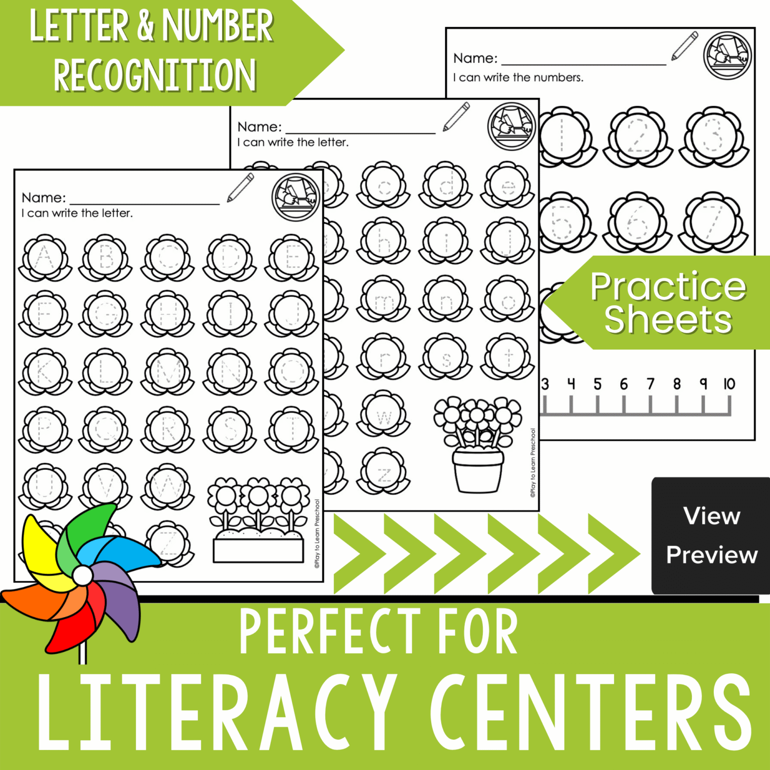 Flower Writing Cards Alphabet, Number & Shape Tracing Practice for ...